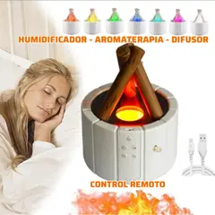 NICE - Humidificador Aromaterapia y Difusor FOGATA Control Remoto Blanco