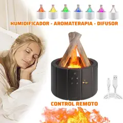 NICE - Humidificador Aromaterapia y Difusor FOGATA Control Remoto / NEGRO
