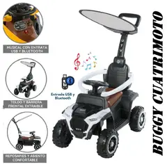 EBABY - Bugui Cuatrimoto Tractor Musical con Luces y Sombrilla -Blanco