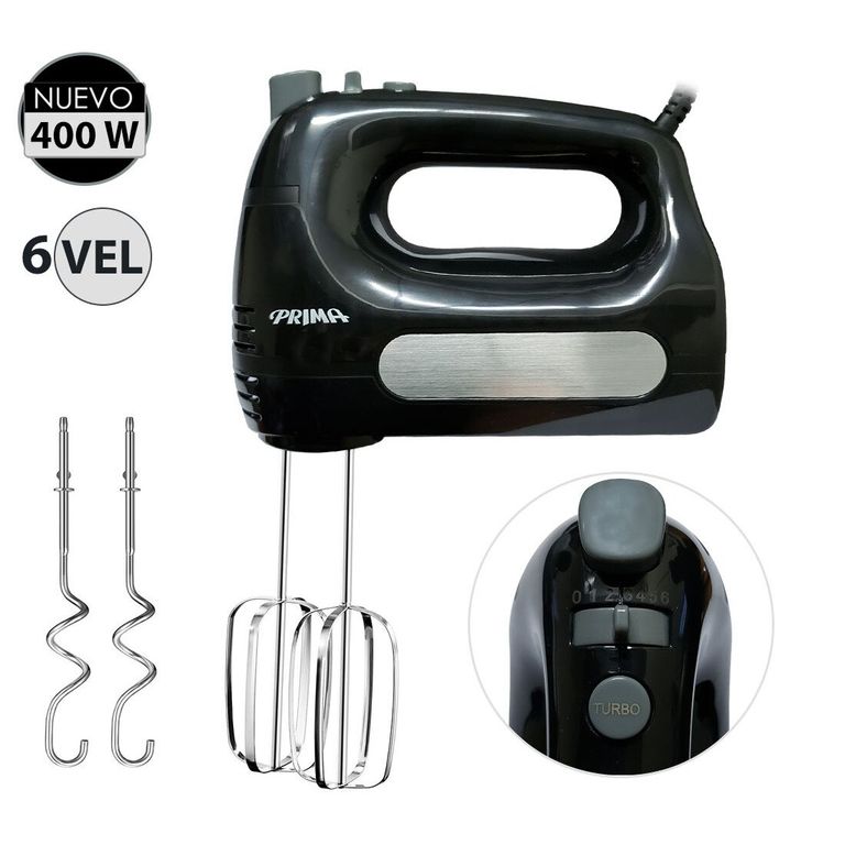 Batidora de Mano 400 Watts 6 Velocidades HM9105E-GSB Negro