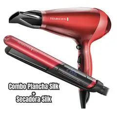 REMINGTON - Combo Silk Profesional Alisadora S9600 y Secador AC9096 Rojo