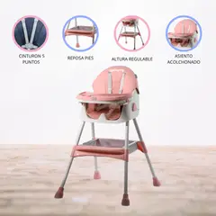 DOUX BEBE - Silla de comer «NORDICO» Pink
