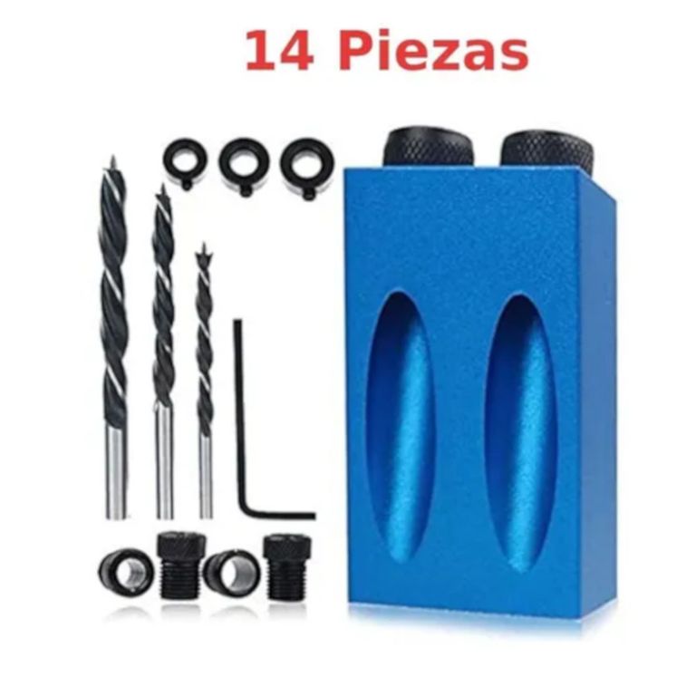 Kit Ensamblaje Agujero bolsillo invisible Kreg inclinado 14 piezas 15º