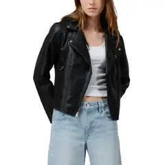 LEVIS - Casaca Mujer Biker Gorro Negro