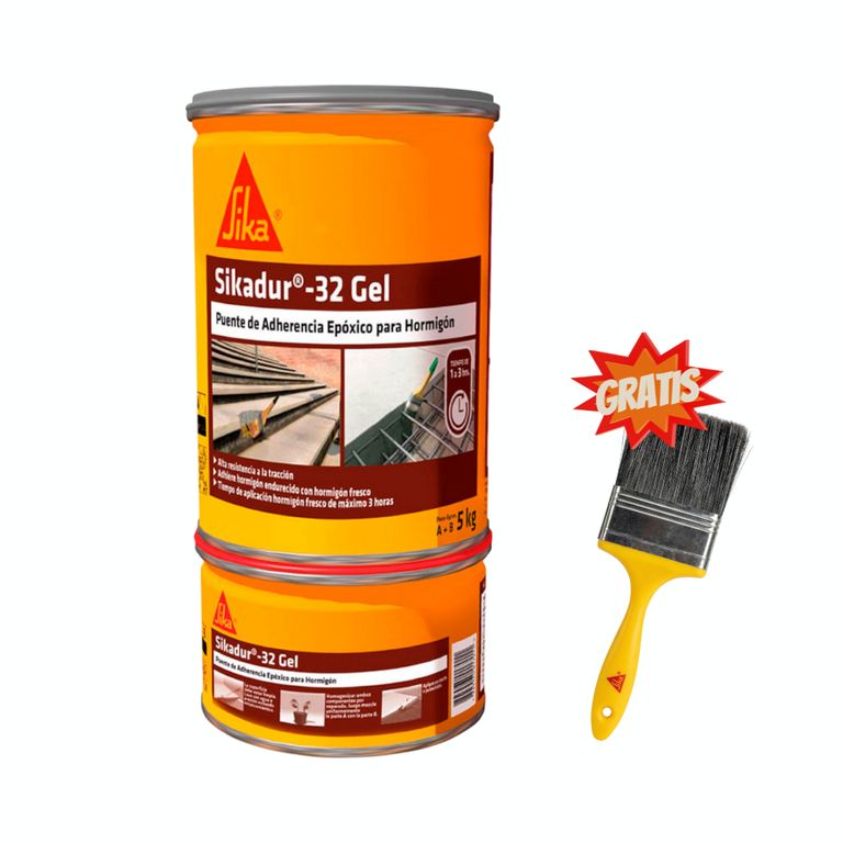 Adhesivo epóxico para unir concreto Sikadur 32 Gel x 5Kg +Gratis una brocha