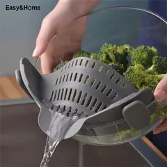 EASY&HOME - Colador Escurridor De Silicona Con Clip para Ollas HYC280050