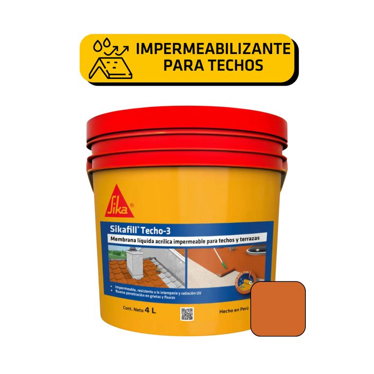 Impermeabilizante para Techos Sikafill Techo-3 Rojo Teja x 4L