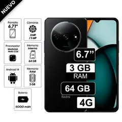 REDMI - Celular Xiaomi A3x 64GB 3GB Ram Color Negro