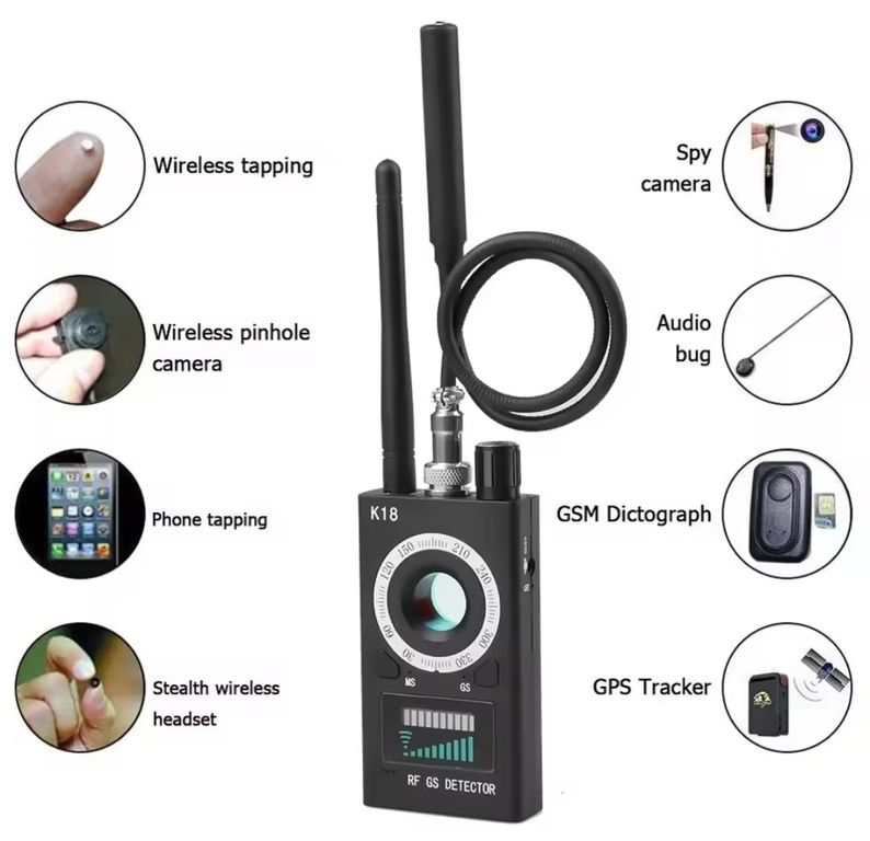DETECTOR DE GPS CAMARA OCULTAS MOCROFONO BUSCADOR DE DISPOSITIVOS