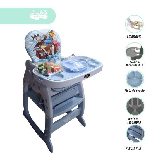 Silla De Comer con modo escritorio nature blue
