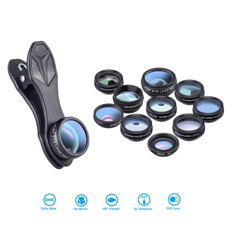 Kit De Lentes 10 En 1 Para Smartphone DG10 -Negro