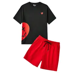YANSUS - Conjunto Polo Negro Corazón Con Short
