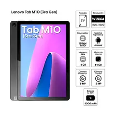 LENOVO - Tablet Tab M10 3ra Gen 101 64GB 4GB RAM cámara principal 8MP frontal 5MP GRIS