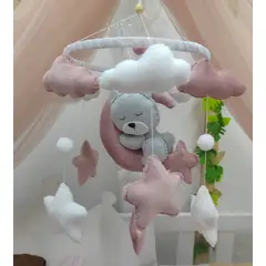 GENERICO - Movil Cuna Osita para niña rosa