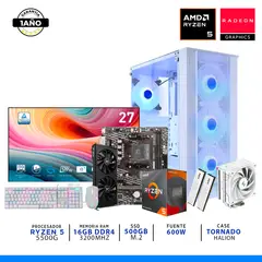 AMD - COMPUTADORA GAMER RYZEN 5 / 16GB RAM / M.2 500GB NVME / RX6600 8GB / PANTALLA 27