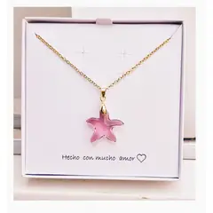 FERNANDA ROMERO JOYAS Y ACCESORIOS - Collar "Estrella de Mar" Amatista Light Cristal Austriaco y Acero