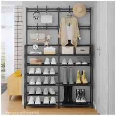 MINARI - Zapatera Estante Organizador con Perchero Colgador Ropa NG ZP10