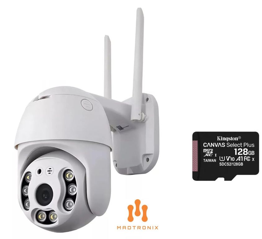 Camara de Seguridad Exterior IP Full HD WIFI y Memoria Kingston 128GB