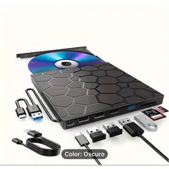 GENERICO - LECTORA EXTERNA GRABADORA UNIDAD CD DVD CON MULRIPLES PUERTOS