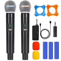 SANC - Micrófonos Inalámbricos Con Receptor Uhf Recargables Karaoke