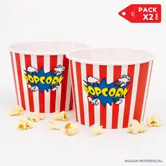 INSPIRA - Balde Popcorn Canchita Dinamico Practico Pack x2 Rojo