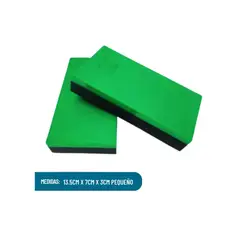 AC - JUEGO DE 2 BLOQUES DE LIJADO VERDE CON ESPONJA 13.5CMX7CMX3CM