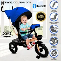 VELOX - Triciclo Giratorio 3 en 1 «SMART PREMIUM» USB Bluetooth Blue