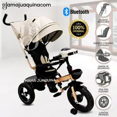 VELOX - Triciclo Giratorio 3 en 1 «SMART PREMIUM» USB Bluetooth Beige