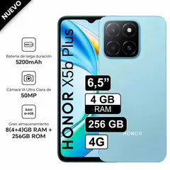HONOR - Celular X5B Plus 6.5 pulg 4GB RAM 256GB 50MP Ocean Blue