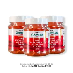 GENERICO - Gomitas con DHA Ácido Fólico Vit B6 B12 Colina Sottcor 3 Pomos