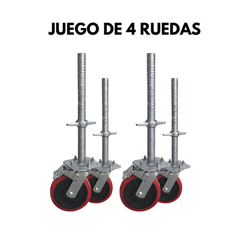 Juego de 4 Ruedas de Nylon 8Pulgadas con nivelador para Andamio