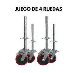 GENERICO - Juego de 4 Ruedas de Nylon 8Pulgadas con nivelador para Andamio