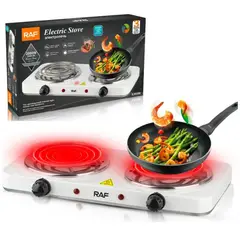 RAFF - Cocina Electrica RAF 2 Hornillas Estufa 2000W Portatil