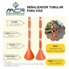 GENERICO - SEÑAL TUBULAR VIAL 2UND O CACHACO DE SEGURIDAD VIAL CON CINTAS REFLECTIVA