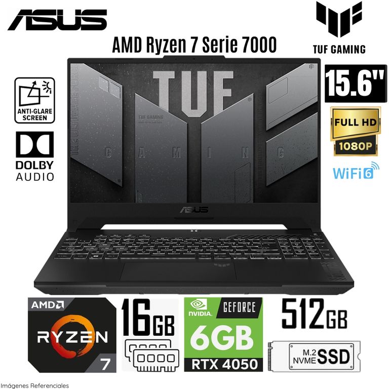 Laptop Tuf Gaming FA507NUR-LP005 AMD Ryzen7-7735HS 16GB RAM 512GB SSD 156 FHD RTX4050-6GB
