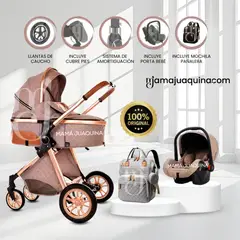 BABY - Coche Moisés de Lujo 4 en 1 «MADRID» Con Portabebé Coffee