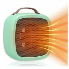 GENERICO - Mini Calefactor Portátil Eléctrico de 500W Calentador Moderno Verde