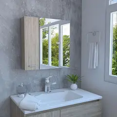 R&R MUEBLES - Gabinete Mueble de Baño Angel Miel 2 Puertas y Espejo