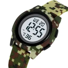 Skmei - Reloj 2429 Camuflado verde para niños correa silicona