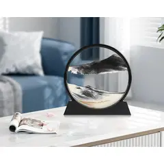 GENERICO - ADORNO TIPO RELOJ DE ARENA 3D MOVIMIENTO DECORATIVO OFICINA NEGRO