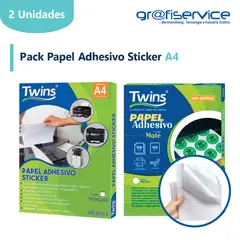 GENERICO - Pack Papel Adhesivo Sticker A4 Twins 100h Brillante y Mate