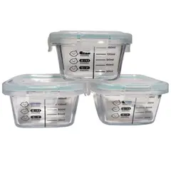 GENERICO - Juego de 3 Envases pequeños cuadrado de 160ml