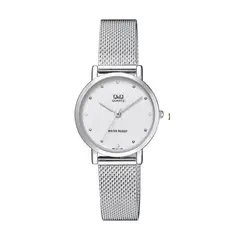 Q&Q - Reloj Para Mujer De Malla Metálica Resistente Al Agua Plateado