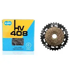 SHIMANO - Piñon mega 7v Y Cadena Kmc 7v Para Bicicleta