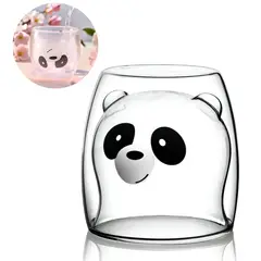 ELMEJORPRECIO - Vaso de Vidrio Borosilicato Doble Capa Modelo Panda