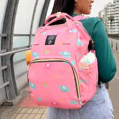 GENERICO - Mochila Pañalera Pink Elephant