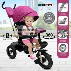 BEAUTIFUL - Triciclo Giratorio 3 en 1 «SMART PREMIUM» USB Bluetooth Pink