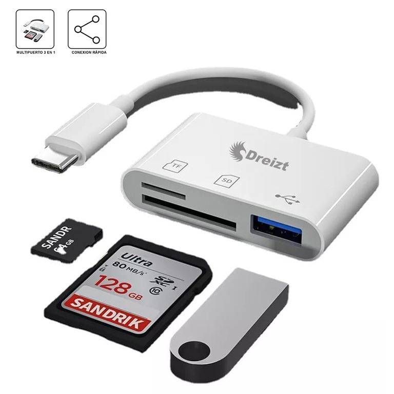 Lector de Tarjetas SD USB 3 en 1 Adaptador Tipo C ADC210016