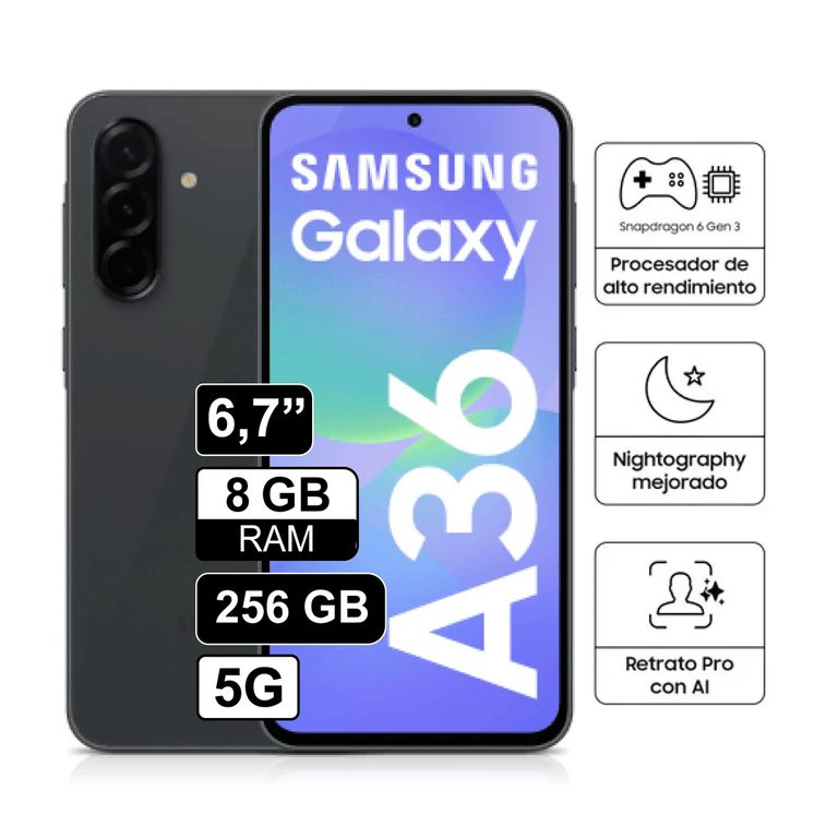 Celular Galaxy A36 5G 8GB RAM 256GB Negro