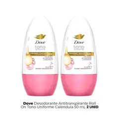 DOVE - Desodorante Antitranspirante Roll On Tono Uniforme 50ml 2 Unid